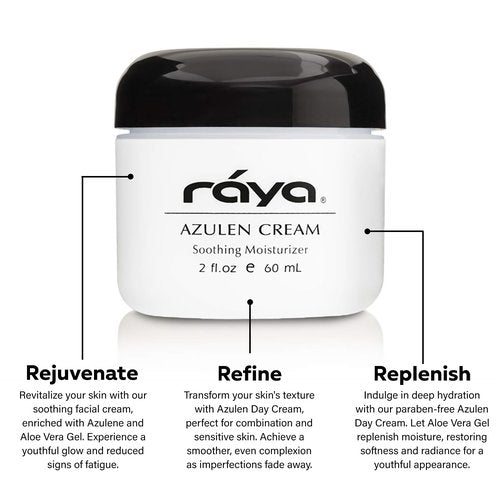 Raya Azulen Cream (301) | Moisturizing Day and Night Face Cream for Combination and Sensitive Skin | Refines, Tones, and Tightens | Made with Soothing Azulene