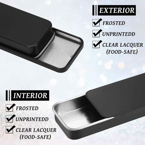 Norme 40 Pcs Small Slide Top Tin Lip Balm with Lids Rectangular Metal Containers for Lip Balm Candies Jewelry Crafts Pills Storage Kit(3.15 x 1.38 x 0.43 Inch,Black)
