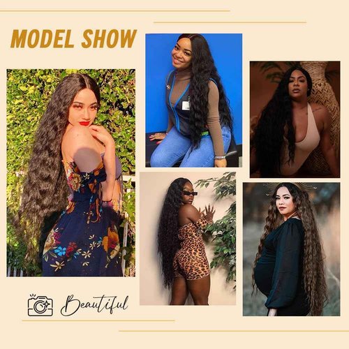 JOEDIR HAIR Super Long Wigs for Women 36 inch Lace Front Wig 5 Inch Middle Parting Synthetic Hair Bohemian Waves (RC1B)