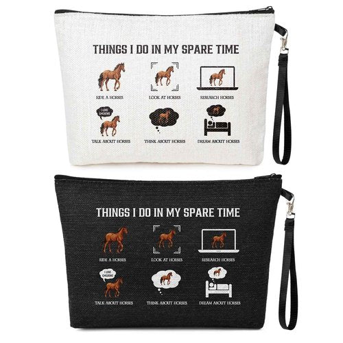 SOIDRAM 2PCS Western Makeup Bag Cow Makeup Bag Cosmetic Bag Travel Toiletry Bag