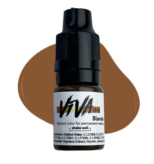 VIVA INK Eyebrow Permanent Makeup Ink Blonde Long Lasting Permanent Pigment for Microblading Saturated and Natural Colored Ink for Eyebrow Tattoo (0.2 oz)