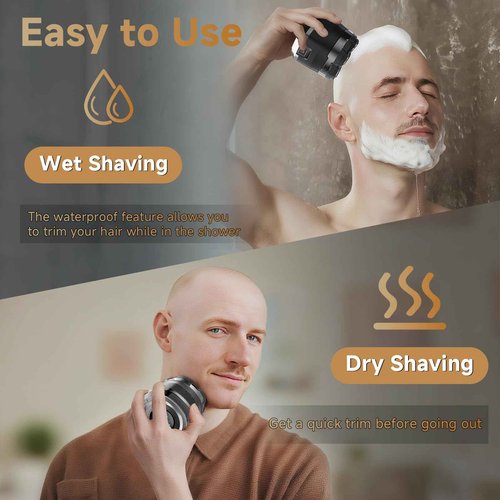 Head Shaver for Bald Men,7D Electric Bald Razor with Storage Bag,Waterproof Wet Dry Shaving,Cordless Bald Head Shaving Kit,Rechargeable Shavers for Scalp/Face/Beard,USB-C Fast Charging,Men's Gift