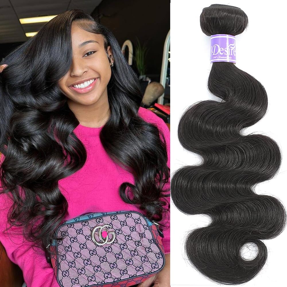 UDesire 12A 100% Unprocessed Brazilian Body Wave One Bundle 22 inch Brazilian Virgin Hair Weave Human Hair Bundles Body Wave Natural Black Color 90-95g/bundle