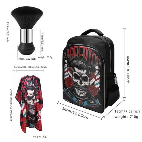 Barber Supplies Clippers Backpack for Hairdresser, with Barber Cape & Barber Brush, Large Travel Bag Zipper, Water Proof Barber Accessories of Professional Hair Cutting Tools Backpack
