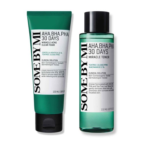 SOME BY MI AHA BHA PHA 30 Days Miracle Acne Clear Foam & Miracle Toner