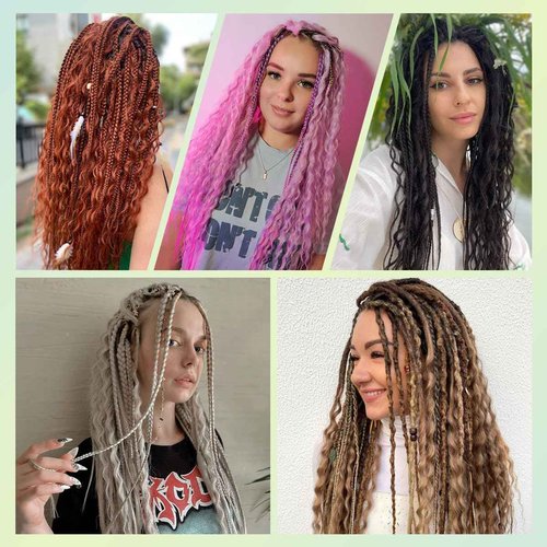 Pouweney 10PCS Clip in Dreadlock Extensions Full Sets, 24 inch Synthetic Clip Dreads Extensions Handmade Soft(gray/white, Clip-in 40 Strands)