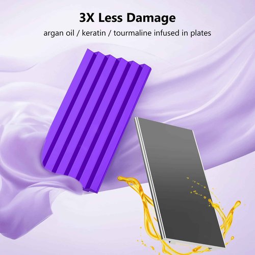 Terviiix Crimper Hair Iron with 4 Interchangeable Plates, Keratin & Argan Oil Infused Hair Crimper for Women, Volumizing Crimping Iron for Thin Fine Hair, 5 Heat Settings & 60 Mins Auto Off, Purple