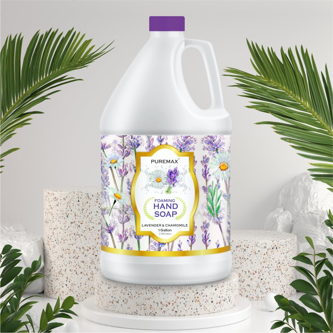 Puremax Foaming Hand Soap Refills with Essential Oils | Lavender Chamomile | Gentle, Moisturizing | Triclosan-free | Made in USA | 128 Fl Oz (1 Gallon) |