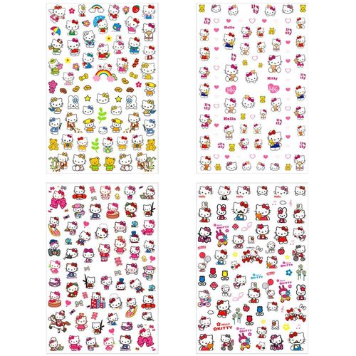 8 Sheets Cute Nail Art Stickers 3D Cartoon Cat Nail Decals Self-Adhesive Nail Stickers for Little Girl Nail Art Supplies Kawaii Nail Design for Women Kids Girls Manicure Decoration