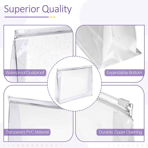 50 Pcs Mini Clear Makeup Bag Travel Toiletry Organizer Pouch, 7.87 x 5.90 Inches Cosmetic Vanity Drawers Waterproof Zipper Organizer Swimsuit Organizer Bags, Vacation Portable Bulk Toiletry Bag