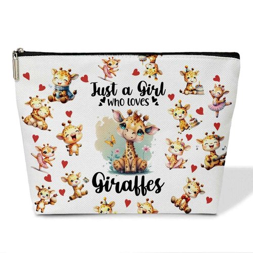 Giraffes Lover Gift Bag, Makeup Bags for Women, 1 Pack Cosmetic Travel Toiletry Bag, Giraffes Gifts for Women Teen Friend Giraffe Lover, Cosmetic Bag Pouch - Just A Girl Who Loves Giraffes - L746