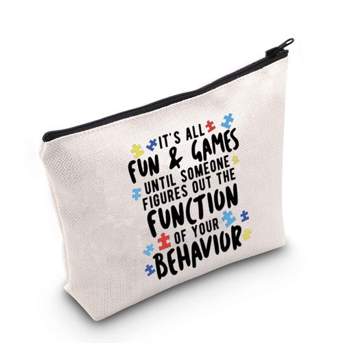 POFULL ABA Therapist Technician RBT BCBA Gift Behavior Therapist Gift Zipper Pouch Makeup Bag (IT'S ALL FUN AND GAMES bag)