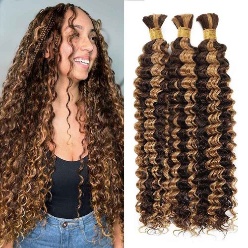 P427 Human Braiding Hair Deep Wave Bulk 12 inch Human Hair Weave 3 Bundles No Weft Brazilian Virgin Deep Curly Extensions