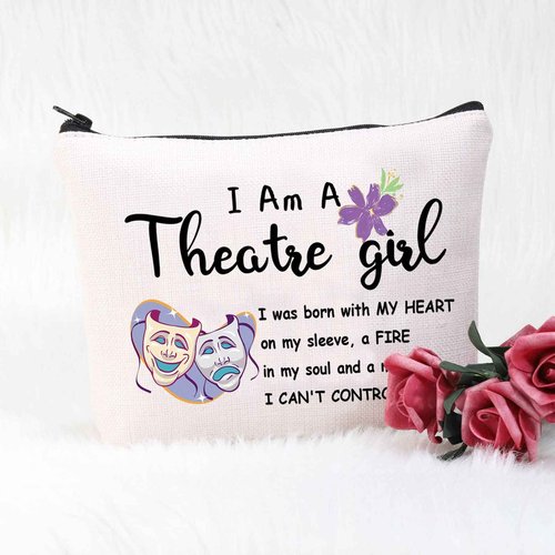 POFULL Theatre Girl Cosmetic Bag Drama's Gift Comedy Tragedy Makeup Bag for Actress Theater (Theatre girl bag)