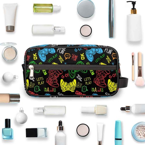 Bardic Travel Toiletry Bag for Boys, Video Games Waterproof Hanging Dopp Kit for Men, Shaving Bag with Large Capacity for Travel,Sports Shower