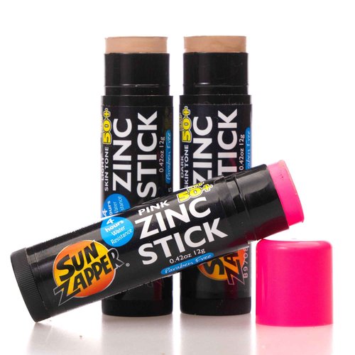 Sun Zapper Zinc Oxide Sunscreen Stick – SPF 50+ Tinted 3-Pack (Light, Dark, Pink) – Sunscreen Stick, SPF Makeup, Sunscreen Makeup, SPF Blush, Sunscreen Blush – Water Resistant, Made in Australia