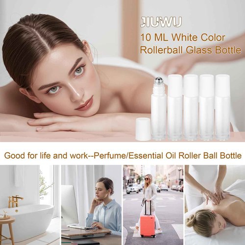 JIUWU 42pcs Rollerball Perfume Bottles For Essential Oils 0.3oz Glass Bottle for Oil 10ml Pperfume Roller Bottles for Skin Lotion, Massage Oils