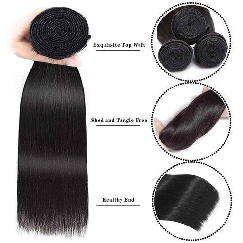 12A Human Hair Bundles Brazilian Straight Hair 10 12 14 Inch Unprocessed Virgin Weave Human Hair Raw Remy Straight 3 Bundles Natural Color