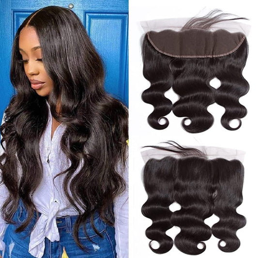 13x4 Body Wave Frontal Human Hair 10 Inch HD Lace Frontal Closure 10A Unprocessed Brazilian Virgin Hair Ear to Ear Transparent Lace Frontal Pre Plucked with Baby Hair