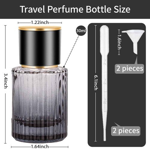 HXRYAGi Travel Vintage Perfume Bottle Empty, 4pcs 30ML High-quanlity Portable Perfume Atomizer with Funnel and Dropper, Fine Mist Leak-Proof Spray Atomizer Ideal for Perfume, Toner and Skin Care