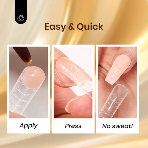 Beetles Poly Nail Extension Gel Kit with UV Lamp+Beetles Neon Gel Nail Polish Set 6 Colors Glitter Purple Pink Black