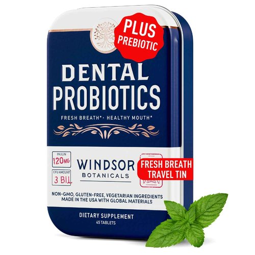 Dental Probiotics for Teeth and Gums - 3BN CFU Lactobacillus Salivarius Acidophilus Casei Tablets - Oral Probiotics for Mouth Bad Breath Treatment for Adults - 45 Chewable Dental Probiotic in a Tin