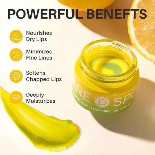 SPODARE 3-in-1 Dual-Color Sleeping Lip Mask Set – Blueberry, Grape and Lemon, Hydration & Repair for Dry Cracked Lips, Infused with Vitamin C, Lip Moisturizer for Nourishing Lips, 1.26 Fl Oz