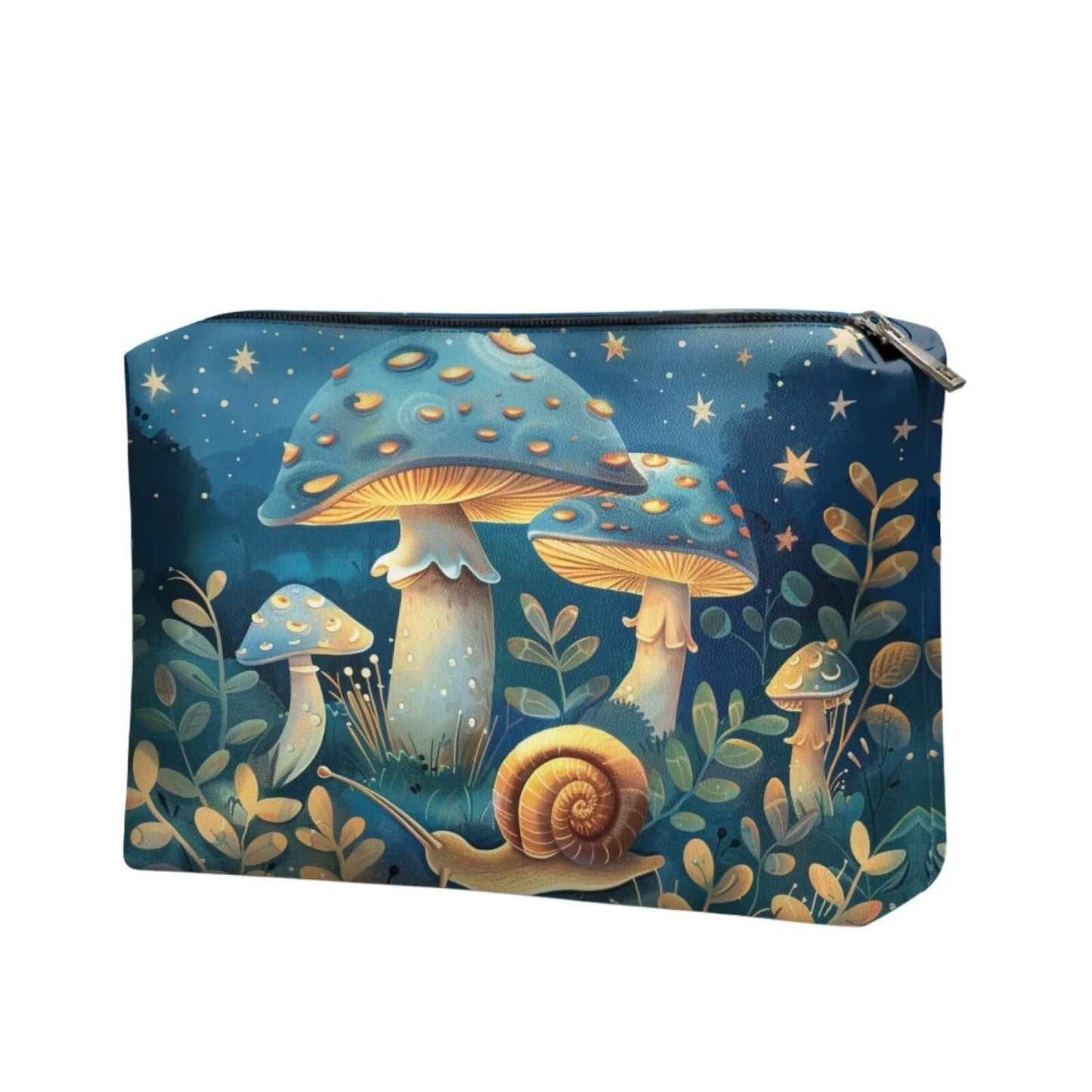 ELEDIZI Cute Mushroom Makeup Bag Waterproof Pu Leather Travel Toiletry Bag for Women Small Zippered Cosmetic Bag for Purse Travel Bag for Small Items Birthday Gifts for Women Teen Girls