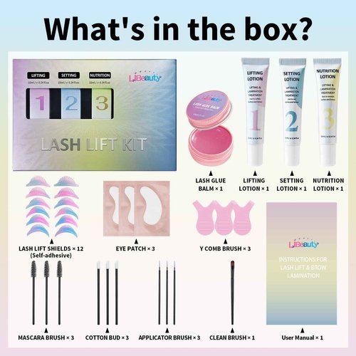 Lash Lift and Brow Lamination Kit, 2-in-1 Eyelash & Eyebrow Perm Set with Glue Balm, 4-6 Weeks Curl, Easy Application for Beginner and Salon