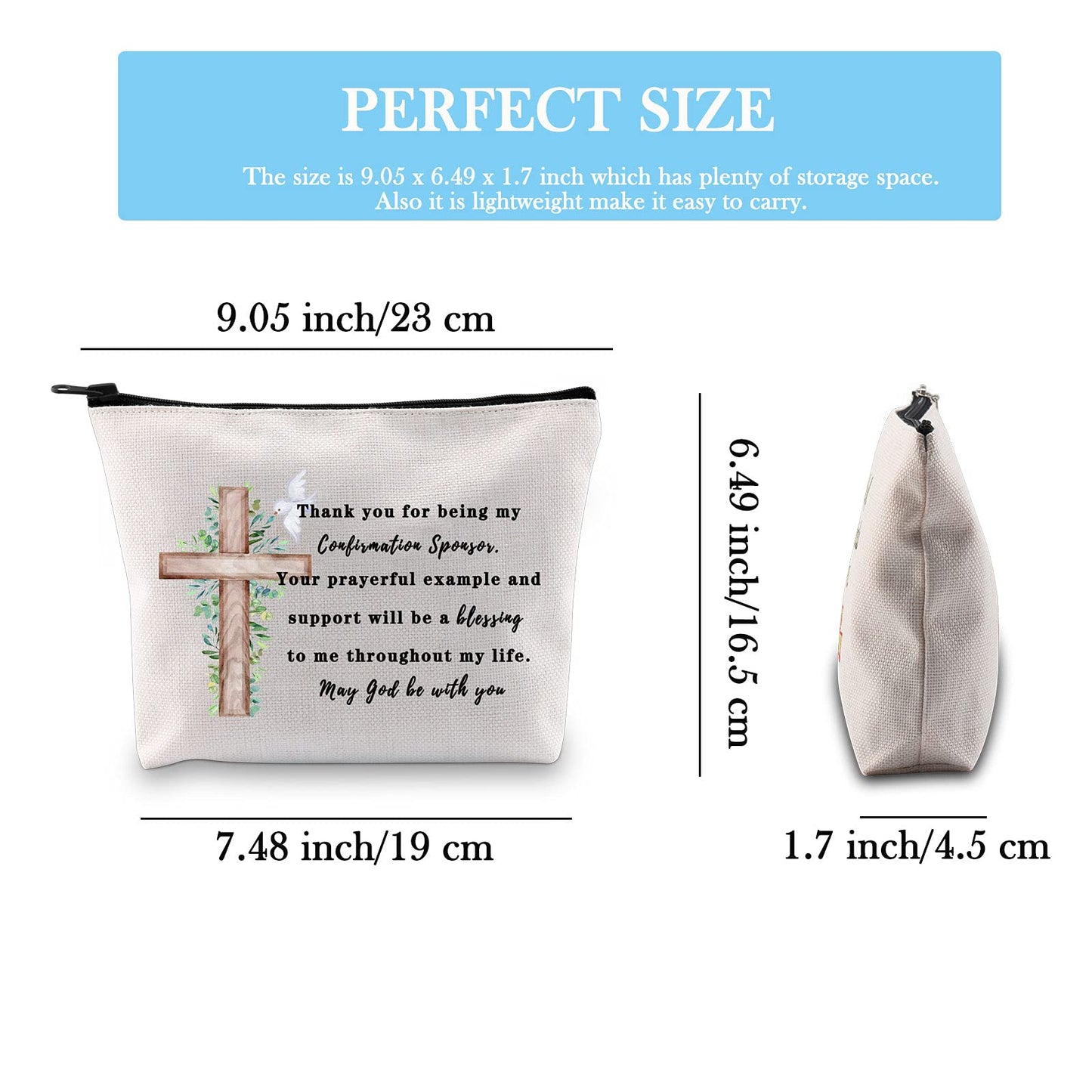 GJTIM Confirmation Sponsor Gift Christian Faith Gift Thank You for Being My Confirmation Sponsor Zipper Pouch Cosmetics Bag (Confirmation Sponsor Bag)