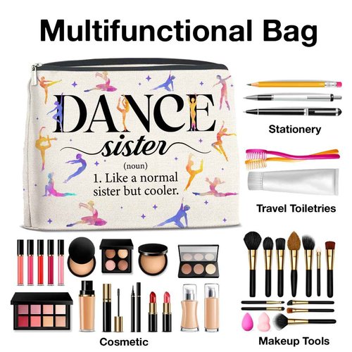 YeleY Dancing Gifts for Women Girls, Dance Sister Makeup Bag, Dance Lover Gift for Dancer Dance Teacher, Ballet Dancer Gift Cosmetic Bag, Dance Teams Gifts Makeup Zipper Pouch