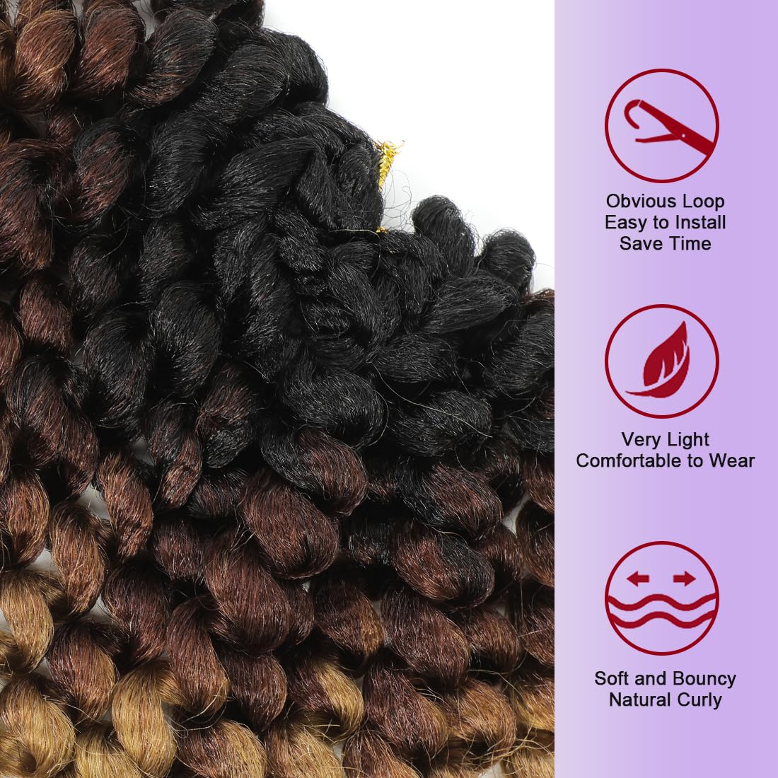 GetMaige Jamaican Bounce Crochet Hair For Black Women 4packs 72 Roots Natural Black Jumpy Wand Curls Crochet Hair Short Pre Looped Curly Crochet Hair (8inch（pack of 4), 1B/30/27)