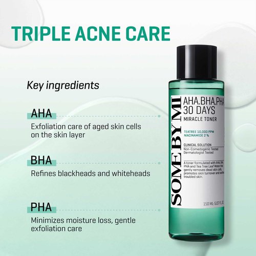 SOME BY MI AHA BHA PHA 30 Days Miracle Acne Clear Foam & Miracle Toner