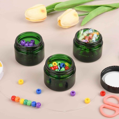 Glass Jars with Lids,Eco-Friendly Cosmetic Containers with Airtight Black Lids & Liners, Multi-Color Options for Cream, Lotion, Body Butter, DIY Skincare Travel Jars (Green, 2oz)
