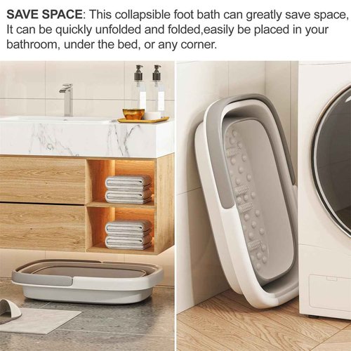 2 Pack Foldable Foot Bath Basin, Collapsible Foot Soak Tub, Multifunction Plastic Basin with Handles,Foot Tub for Soaking Feet,Grey