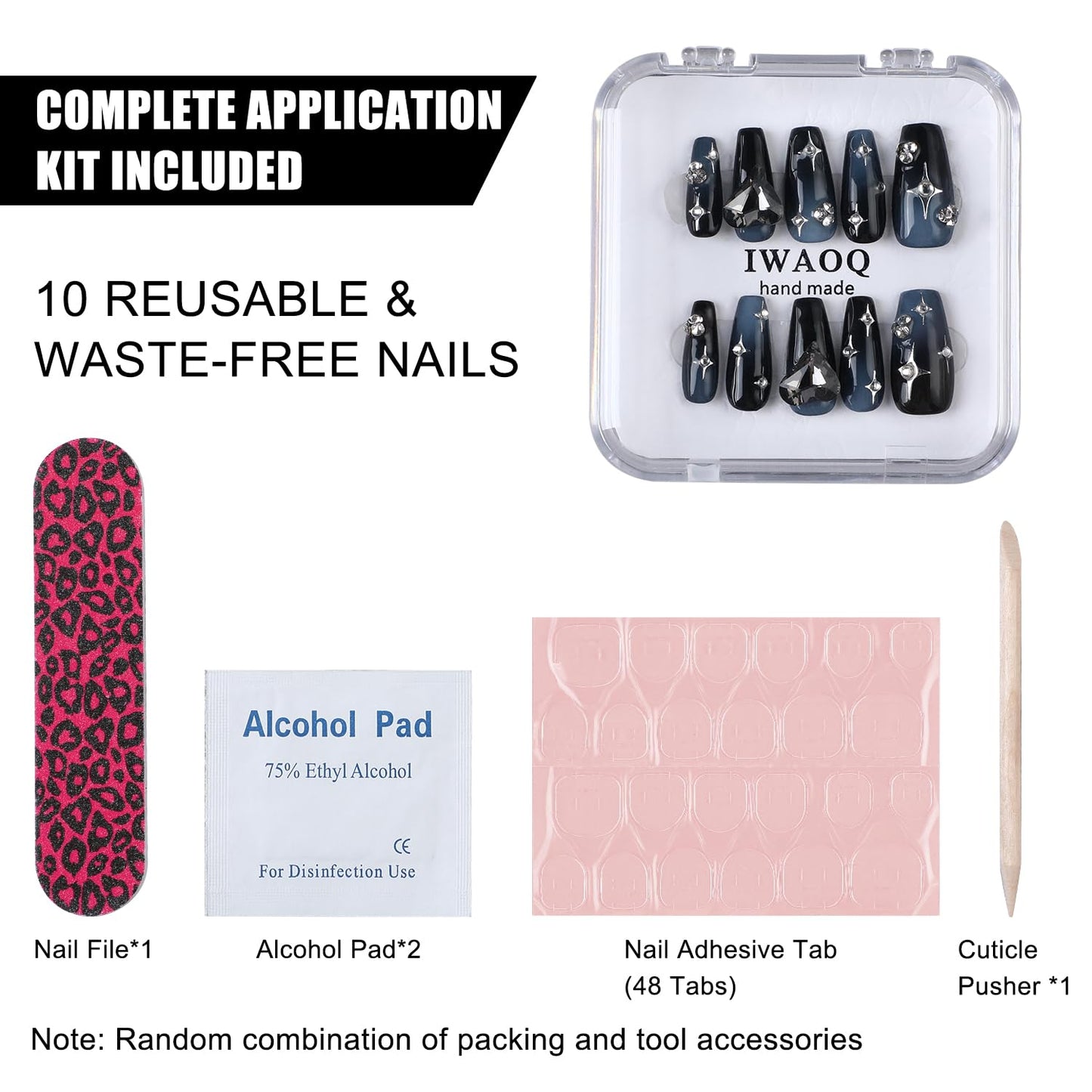 IWAOQ Long Press On Nails,Press On Nails,Nail Art False Nails