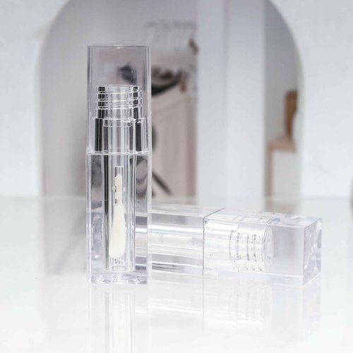 COSIDEA 24pcs PETG 5ml Empty square Transparent lipgloss tubes bulk wholesale with big wand lipgloss containers large doe foot tube for coconut oil bottle