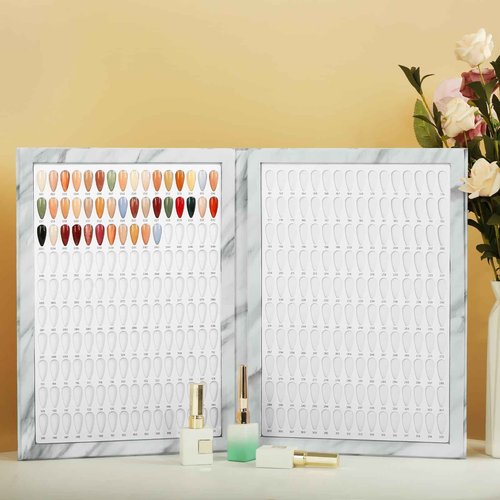 C12rtive 320 Nail Colors Book,Professional Nail Polish Chart Book with 360 Practice Tips & 1-400 Number Labels, Pre-Numbered Slots,Perfect for Salons and Home Use(Marble)