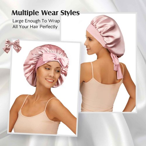 YFONG 2 Pack 100% 22 Momme Mulberry Silk Bonnet for Sleeping Women