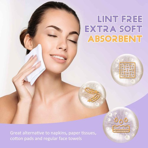 Primpro 300 Count Disposable Face Towels Ultra Soft Hand Washcloth Lint-Free Dry Wipes Biodegradable Facial Cleansing Towelettes (100 Count 3 Pack)