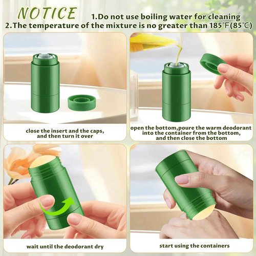 24 Pack 40ml/1.3oz Empty Deodorant Containers Twist-Up Refillable Deodorant Tubes Plastic Deodorant Bottles Bottom-fill Lip Balm Tubes For DIY Homemade Deodorant Aromatherapy Balm (green)