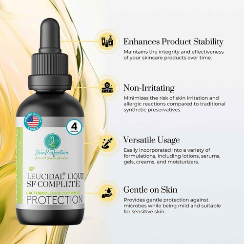 Skin Perfection Leucidal Liquid SF Complete - Compatible with Hyaluronic Acid Serum & Anti Aging Serum - DIY Natural Preservative Alternative for Cosmetics (4 ounce)