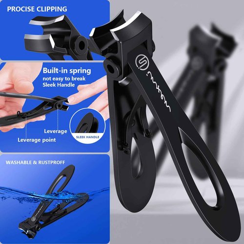 Toenail Clippers for Thick Nails for Seniors| INXEN Ergonomic Heavy Duty Angled Head Nail Clippers with Catcher | Premium Steel Wide Opening Fingernail Clippers Nail Cutter for Men & Women