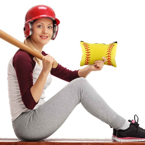 24 Pcs Softball Gifts: Makeup Bag, Cosmetic Bag, Portable Travel Softball Bags for Girls Team Player with Zipper Storage