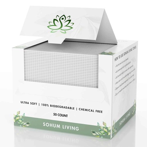 Sohum Living Clean Towels for Face XL, Disposable Ultrasoft Clean Skin Towels for all skin types, Makeup Remover and Facial Cleansing Wipes, Gentle on skin, 50Ct (4 Pack)