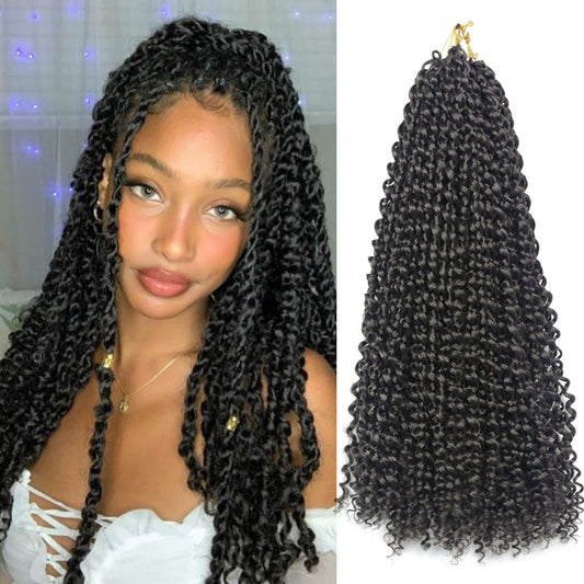 Passion Twist Hair 18 Inch Water Wave Crochet Hair for Women Curly Bohemian Braiding Hair Extensions Crochet Braids 6 Packs 4