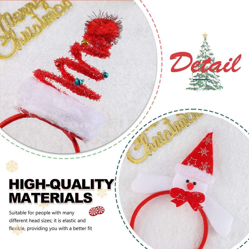 Werhonton Christmas Headband Xmas Headbands Santa Tree Headwear Holiday Snowman Hair Accessory for Women and Girls (2pcs)…