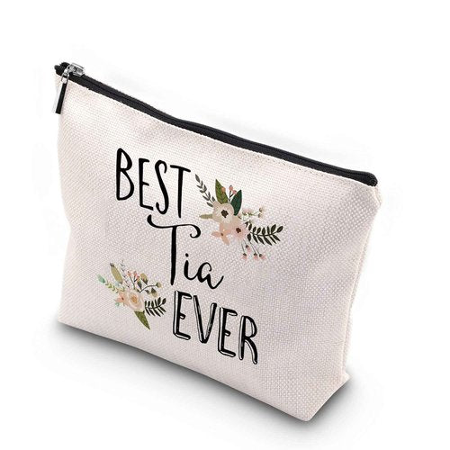 WCGXKO Best Tia Ever Tia Gift Auntie Gift Zipper Makeup Bags Travel Waterproof Toiletry Bag Accessories (BEST Tia)
