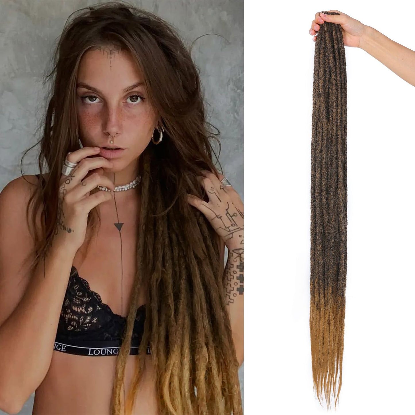 Long Dreadlock Extenisons 36 Inch 10 Strands 100% Handmade Synthetic Dreadlocks Ombre Reggae Loc Extensions Crochet Braid in Dreadlock Extensions Dreads Extensions for Women/Men(MT1B/27)