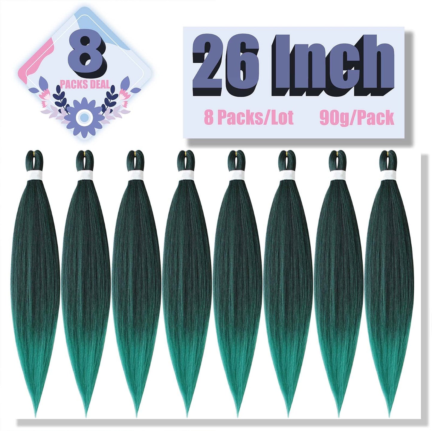 LILYKA SHOW 8 Packs 26 Inch Pre Stretched Ombre Braiding Hair Synthetic Fiber Braiding Hair for Women Professional Itch Free Hot Water Setting Fiber Crochet Braiding Hair Extensions(8 Packs 26",Ombre